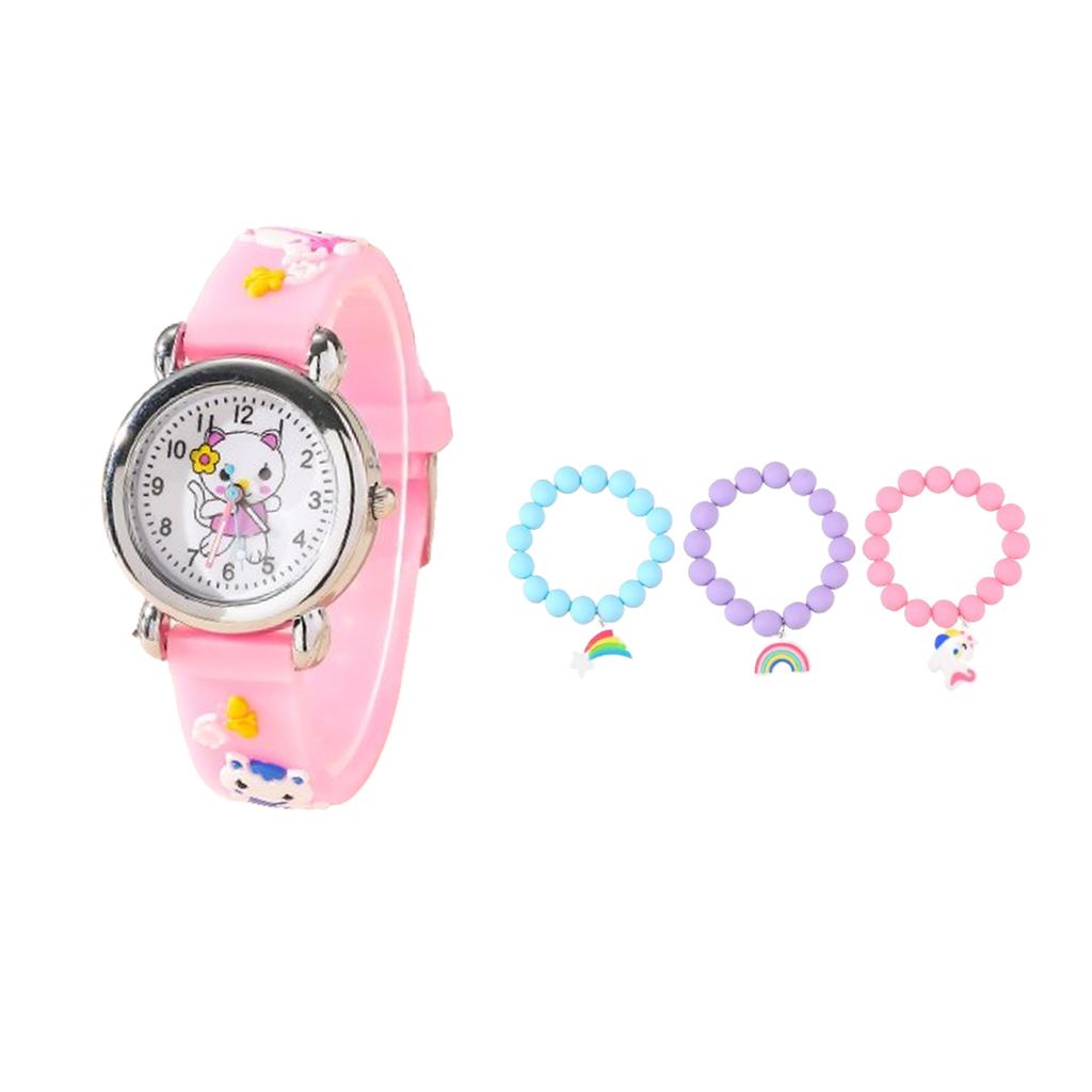 1/2/4pcs-Cute Cartoon Silicone Cat Pattern Watch Decoration Holiday Gift, Watch Bracelet, Watch Box Set Selection