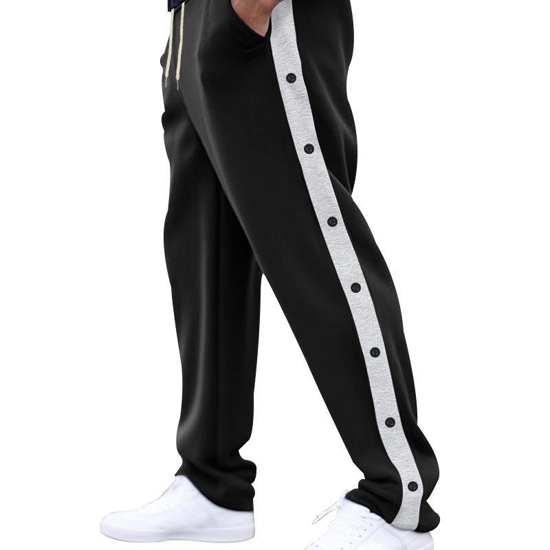 Casual Sports Buttoned Trousers Men's Spring and Autumn Loose Straight Loose Button Decorative Large Size Trousers