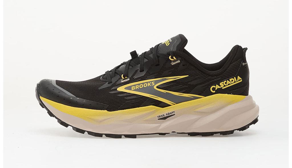 Brooks Cascadia 19 sneakers breathable flexible rock plate Black/Yellow/Chateau
