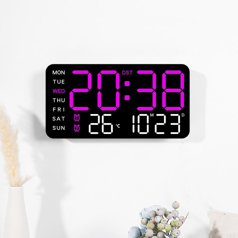Large Digital Wall Clock With Led Display With Date Temperature Timer Humidity Week For Living Room Bedroom Gift For Seniors