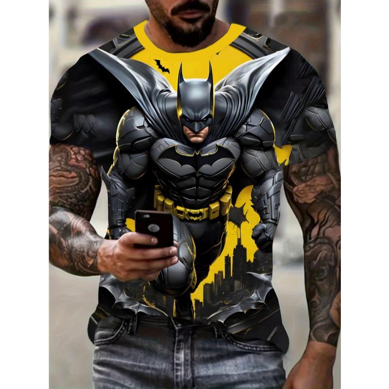 

Літня чоловіча футболка Marvel Бетмен, жовто-чорний колірний блок, 3D-друк, футболка супергероя, аніме XL