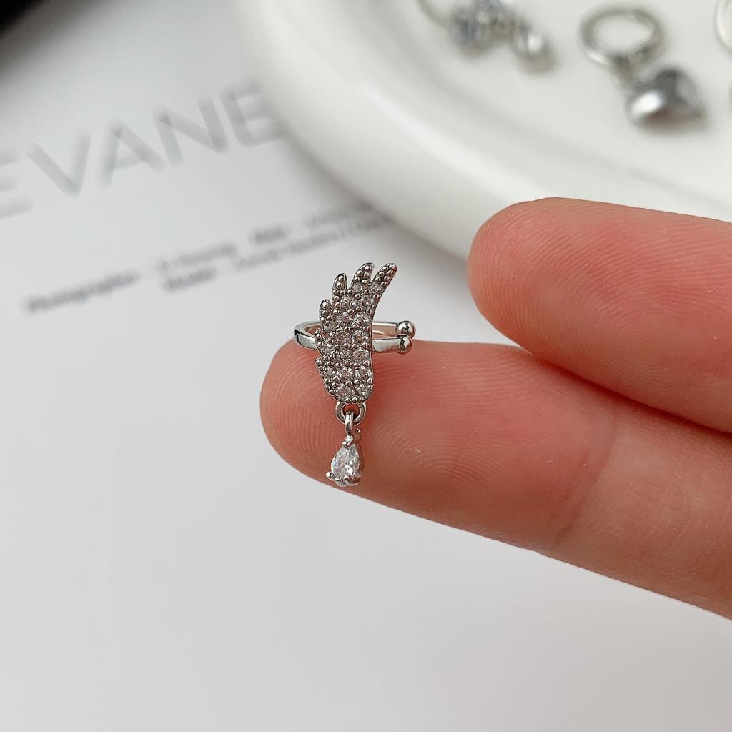 Silver Series Light Luxury Zircon Earrings Women'S Niche Design Style Simple And Versatile Fashion Sense Ear Clip Ear Buckle