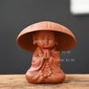 Chinesischer Zen-Stil Lila Ton Kleiner Mönch Filter Teefilter Sieb Haushalt Keramik Bambushut Teesieb Teetier Teegeschirr