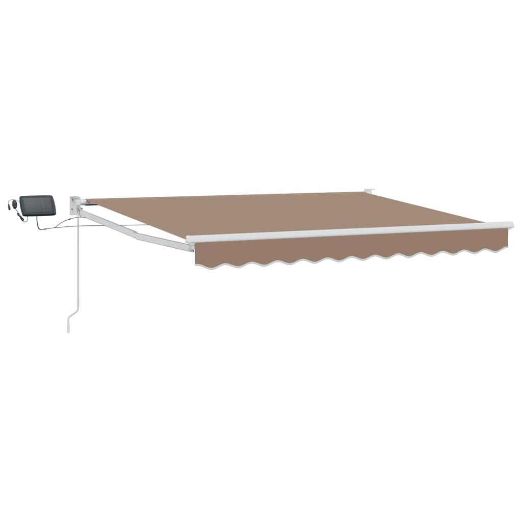 Manual Articulated Arm Awning with Solar Powered LEDs Taupe