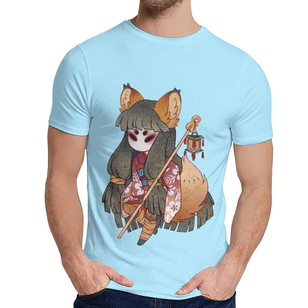 Summer Man T Shirt Mysterious Girl Kitsune Good Cotton Round Collar Cartoon Design T