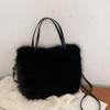 Women Winter Faux Fur Bucket Bag Plush Luxury Soft Crossbody Shoulder Handbag