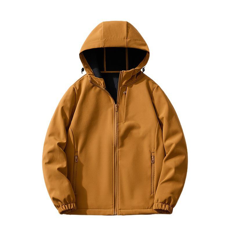 New Brand Softshell Men's Waterproof Fleece-Lined Windbreaker for Autumn/Winter Outdoor Mountain Climbing.
