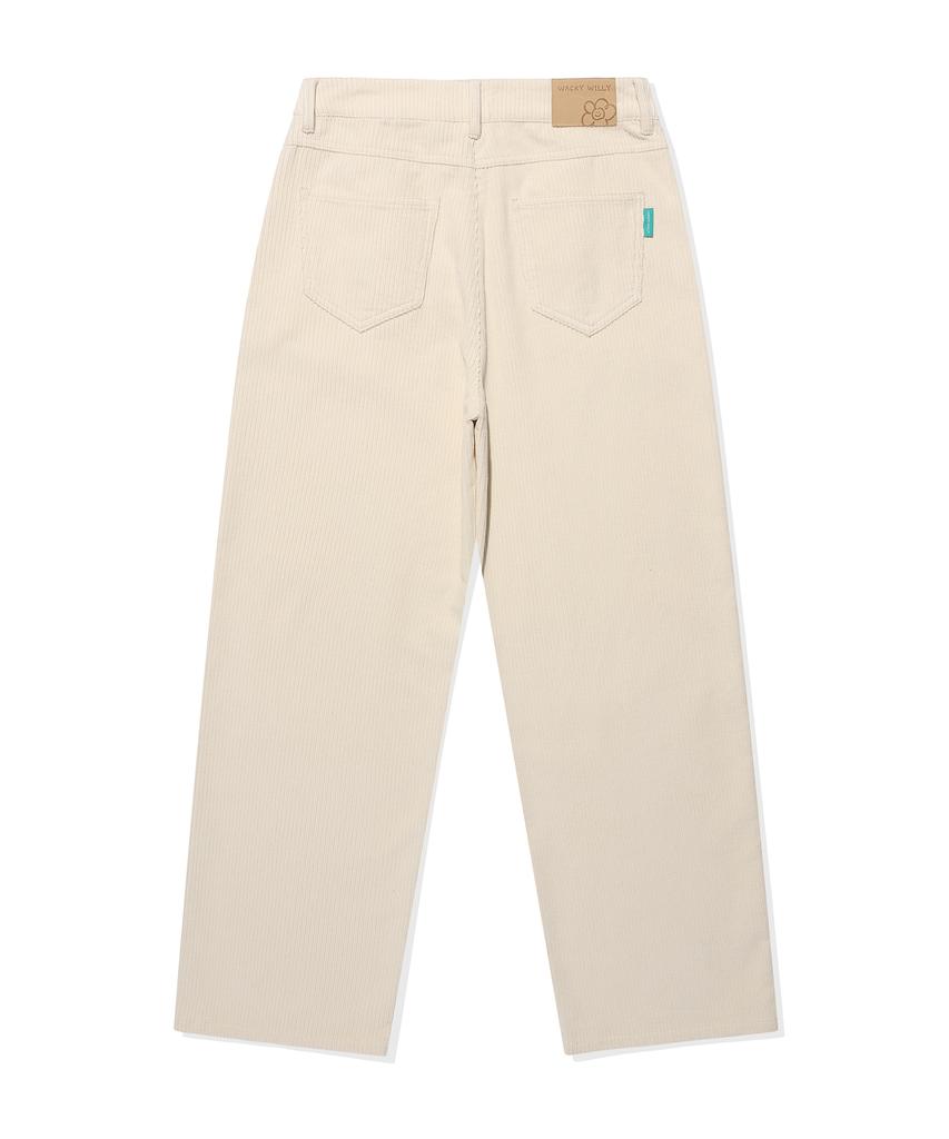 WACKY WILLY Women'S Corduroy Semi-Wide Pants Cream