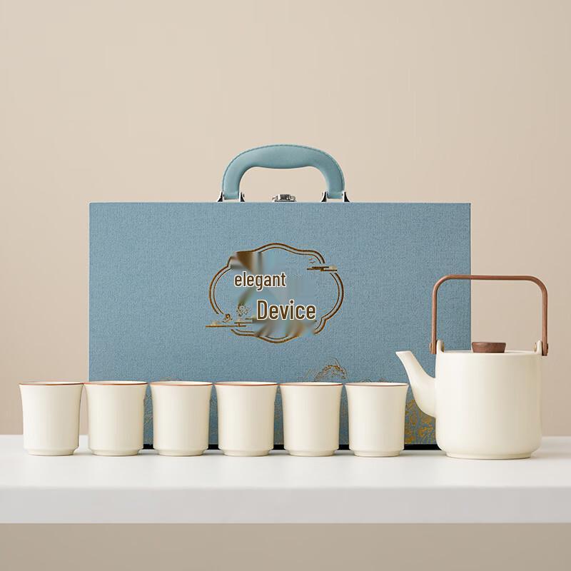 Elegant White Ceramic Kung Fu Tea Gift Set Gift Box Set