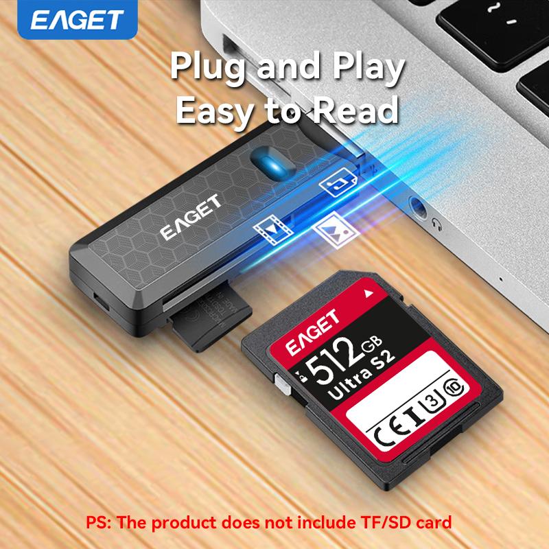 EAGET CR01  High-Speed Aluminum Alloy Card Reader USB Interface Memory Card Reader with Support for TF Card
