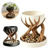 Baumstamm Blumentopf 3D-gedruckter Wurzelpflanzer, Bionische Holzstruktur Blume mit Drainageloch, Sukkulentenbehälter Schreibtisch-Organizer für Stifte Make-up