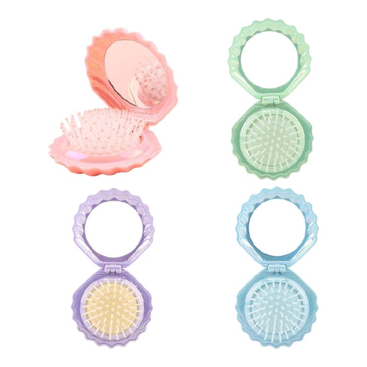 Foldable Mini Comb Featuring Mirror Massage Bristles Lightweight ABS For Women Girls
