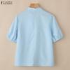 ZANZEA Blusa da donna casual a girocollo, tinta unita, manica corta larga