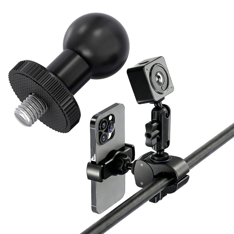 Confezione da 4 adattatori a testa sferica da 17 mm con vite da 1/4 di pollice per action cam, DSLR, supporto per telefono e tablet