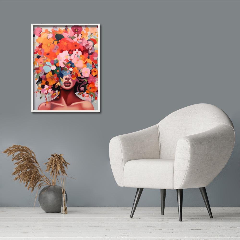 Abstrakt blomst kvinne kunst figur lerretsmaleri mote jente graffiti veggmalerier moderne figurtrykk og plakater romdekor