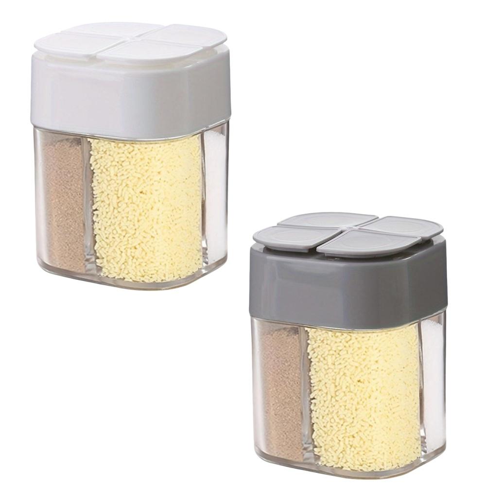 4in1 Camping Seasoning Shaker Multi-Purpose Spice Jar with Lid 4-Compartment For Outdoor BBQ Cooking Salt Pepper Storage Box
