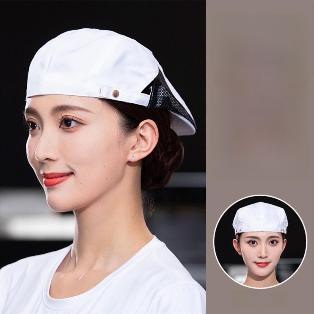 

Breathable Service Cap Oil-resistant Male Chef Hat Beret Hat Restaurant BBQ Restaurant Kitchen білий