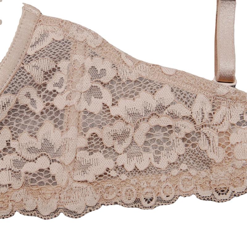 French Sexy Bra Deep V Seamless Underwear Women Lace Embroidery Push Up Bras Summer Detachable Strap Backless Brassiere