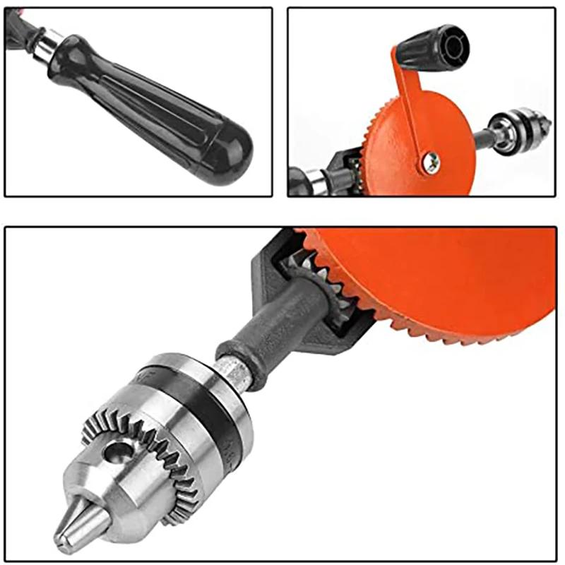 Hand Drill 1/4 3/8 Inch Double Pinions Crank Drill Capacity Manual Drilling Tool for Wood Plastic Acrylic Circuit Board Punching