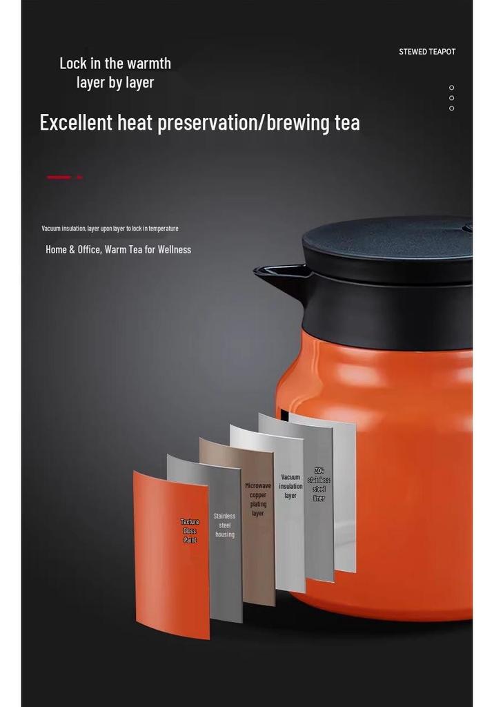 Stainless Steel Large Capacity Tea Thermos with Water Separation for Slow Brew Tea at Home