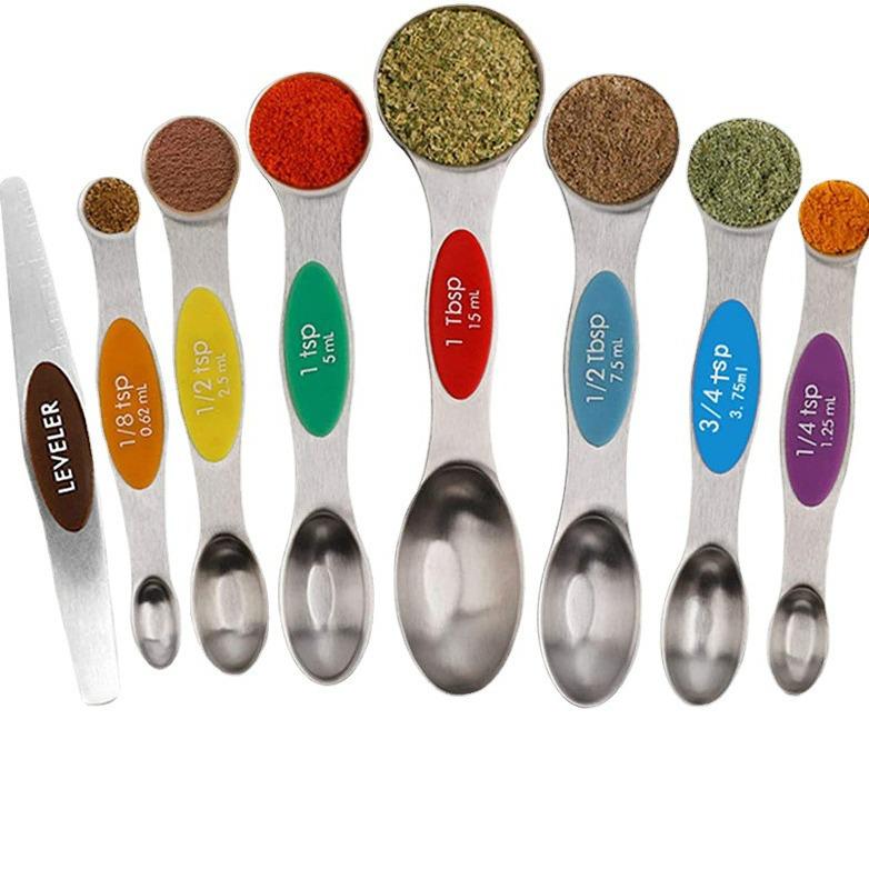 Magnetic Stackable 430 Stainless Steel Double-Ended Measuring Spoon Set with Scale