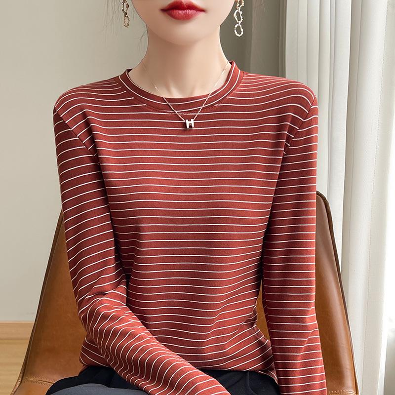 Women's Self-Heating Striped Long Sleeve Slimming Pullover