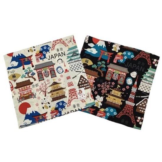 Kyouyu Made Japan Small Furoshiki Cotton 100 Approximately 5050cm Bento Cloth Machine Washable Japanese Pattern Hello Nippon White