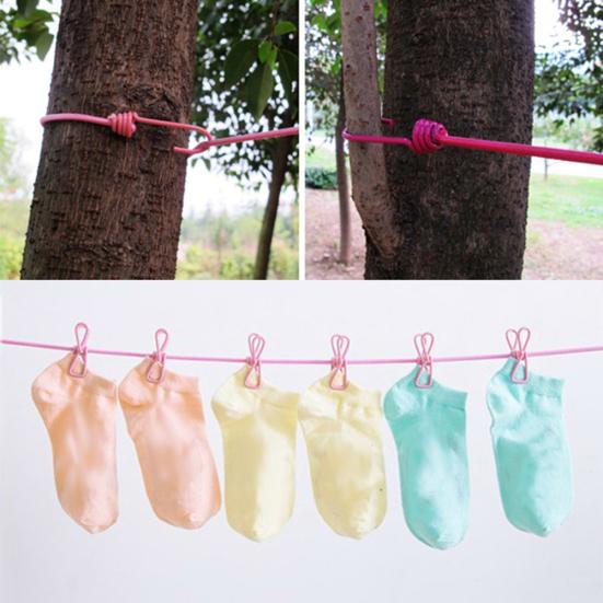 180cm Elastic Outdoor Clothesline Pants Laundry Drying Hanger Rope with 12 Clips