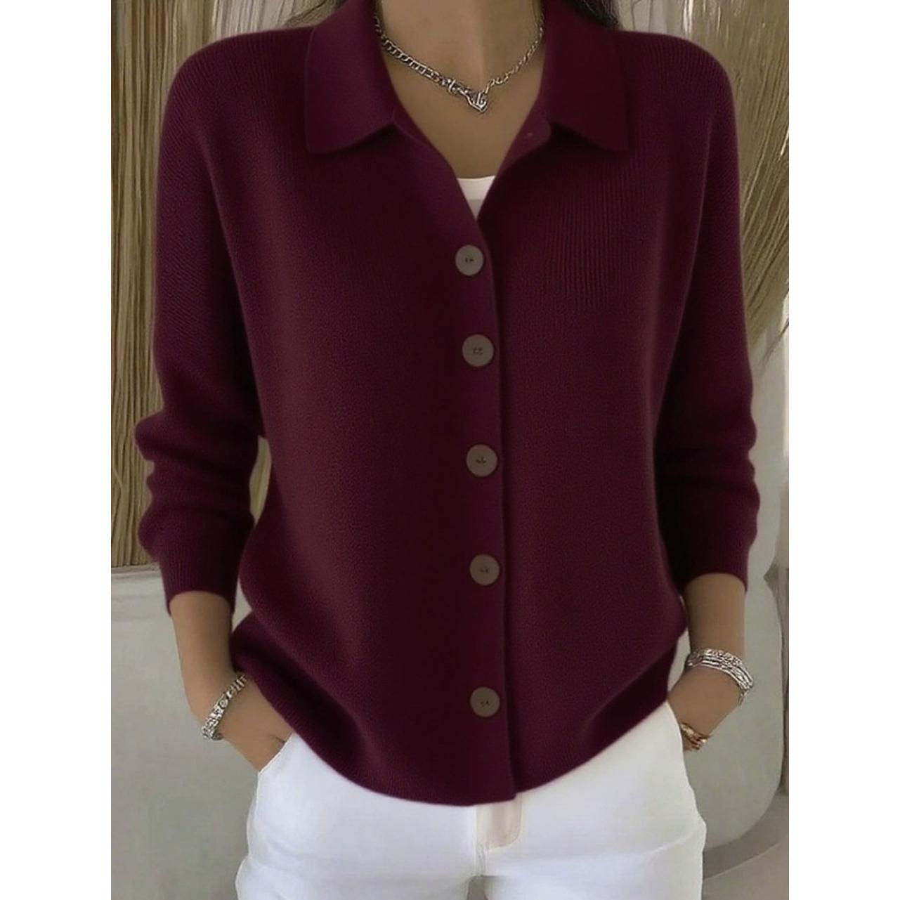

Button Knitted Lapel Sweater Cardigan Jacket Autumn and Winter Solid Color Casual Fashion Women s Clothing L