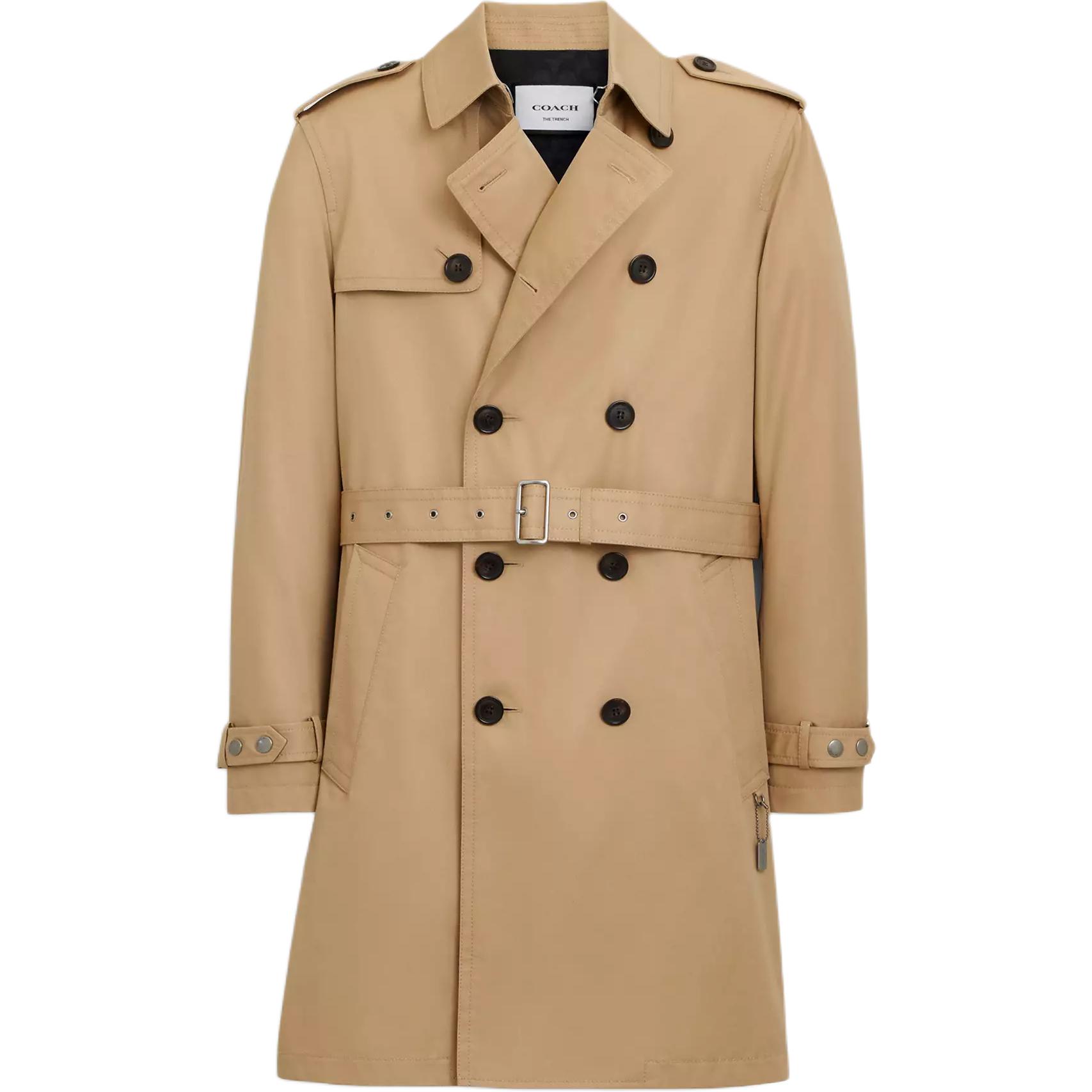 

Coach Solid Color Double Breasted Trench Coat Men outerwear CQ504-KHA M