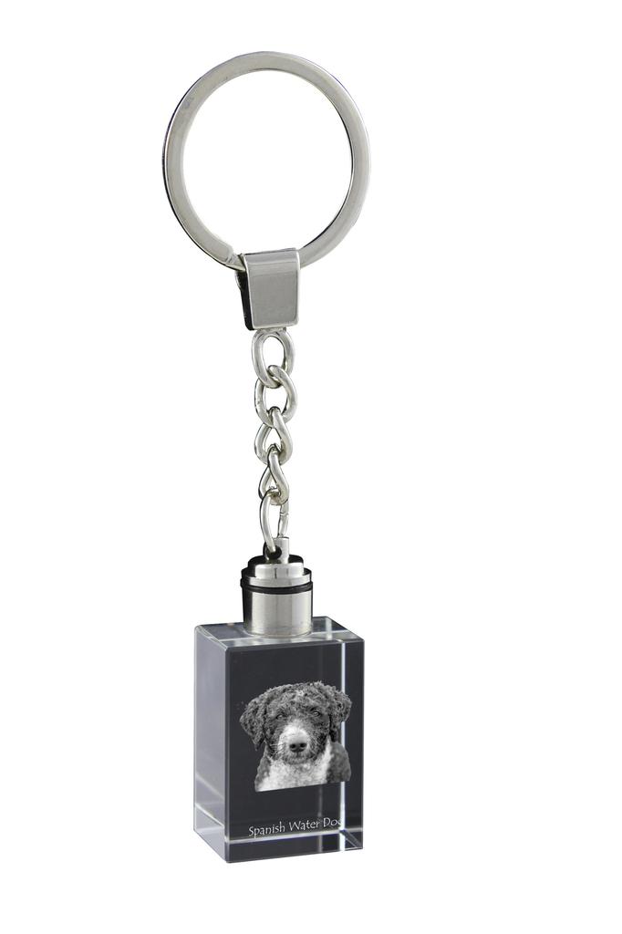 Spanish Water Dog - Crystal Key Ring with Dog Photo, Illuminated Key Ring, Unique Gift by Art-Dog Brand