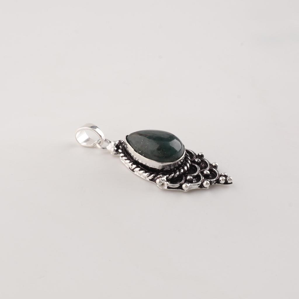 Moss Agate Gemstone 925 Sterling Silver Women Jewelry Pretty Pendant 1.5" For Wife PP-70-34