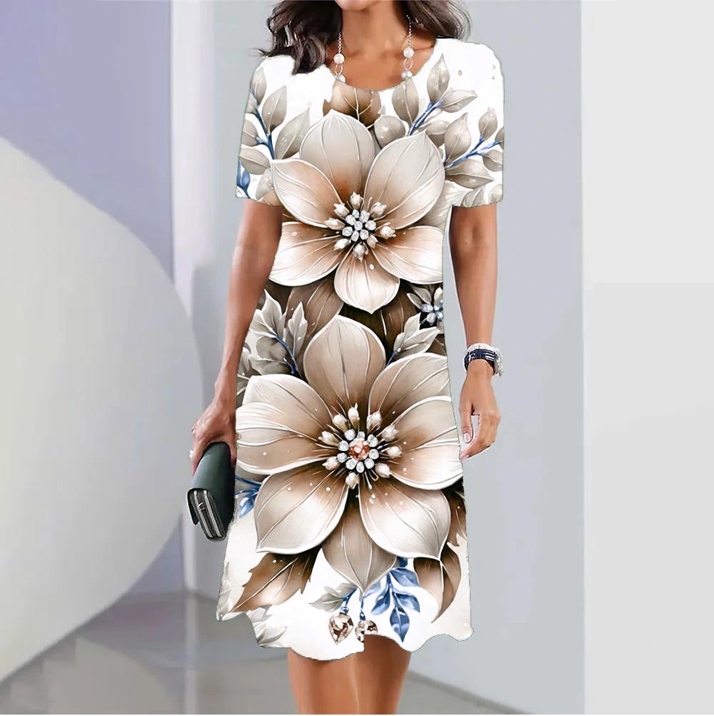 Módní Lebka 3D tisk Dámské šaty Legrační hororový vzor Ležérní šaty A-line Léto Krátký rukáv Dámské letní šaty s výstřihem