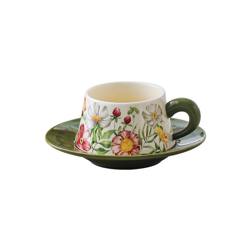 Flower Coffee Cup Saucer Set Ceramic Afternoon Teacup Souvenir Cup Gift Box High Value Birthday Gift