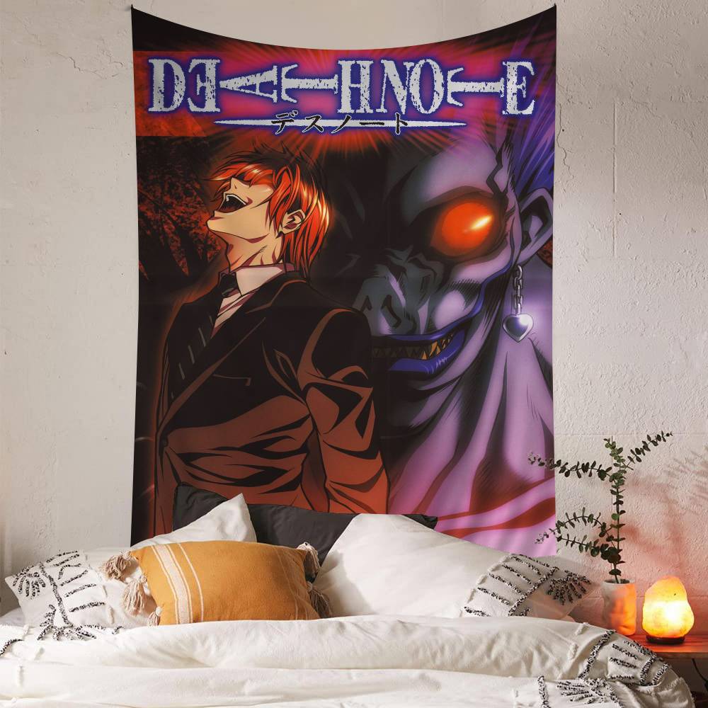 Death Anime Note Anime Tapestry Hippie Flower Wall Carpets Dorm Decor Wall Hanging Home Decor