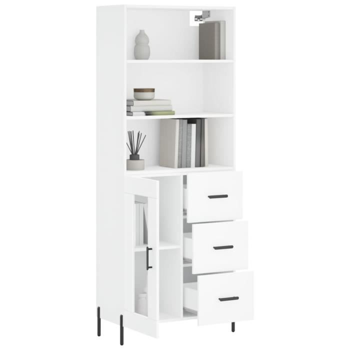 VidaXL Buffet haut Blanc 69,5x34x180 cm Bois d'ingénierie 3189517
