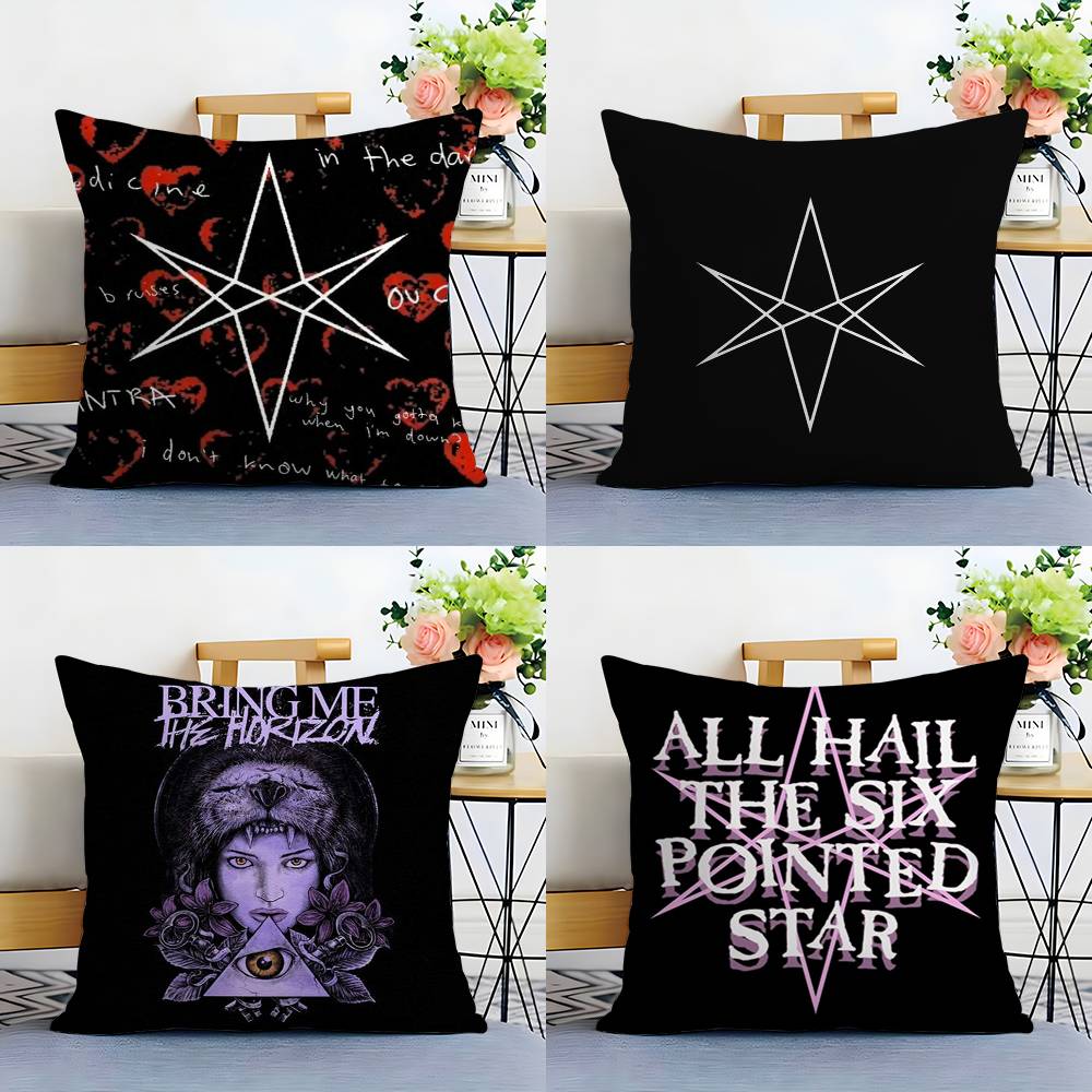 B-Bring Me the H-Horizon Pillow Case Sofa Short Plush Double-sided HD Printing Room Home Office Gift Cushion Cover