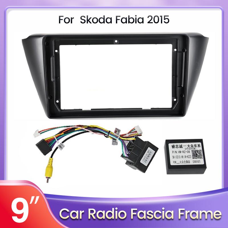 9inch 2 DIN Car Radio Frame Fascia Power Cord Canbus Box for Skoda Fabia 3 III 2015 2016 2017 2018 2019 Stereo Adapter Panel Kit