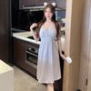 New Ice Silk Suspender Nightgown Nightdress Women's Lace Butterfly Long Palace Breathable Home Silkworm Silk