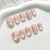 10Pcs Summer Cute Flower Cat Eye Nail Stickers Shiny Versatile Detachable Fake Nails