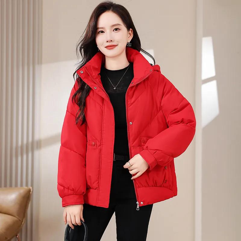 Women's Winter Loose Casual Plus Size Warm Jacket Simple Medium To Long Solid Color Jacket