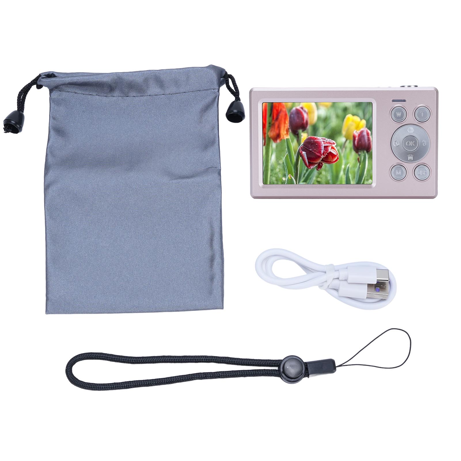 

1080P Digital Camera 48MP Autofocus Compact Point and Shoot Camera 16X Zoom Anti Shake Portable рожевий
