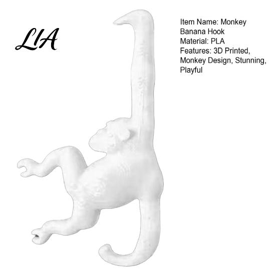 Cabinet Door Banana Holder Monkey Hook, 3D Printed Under Kitchen Hanger Storage Funny for Design Hook Bananas, Keys, Bags, Hats, Coats Countertop