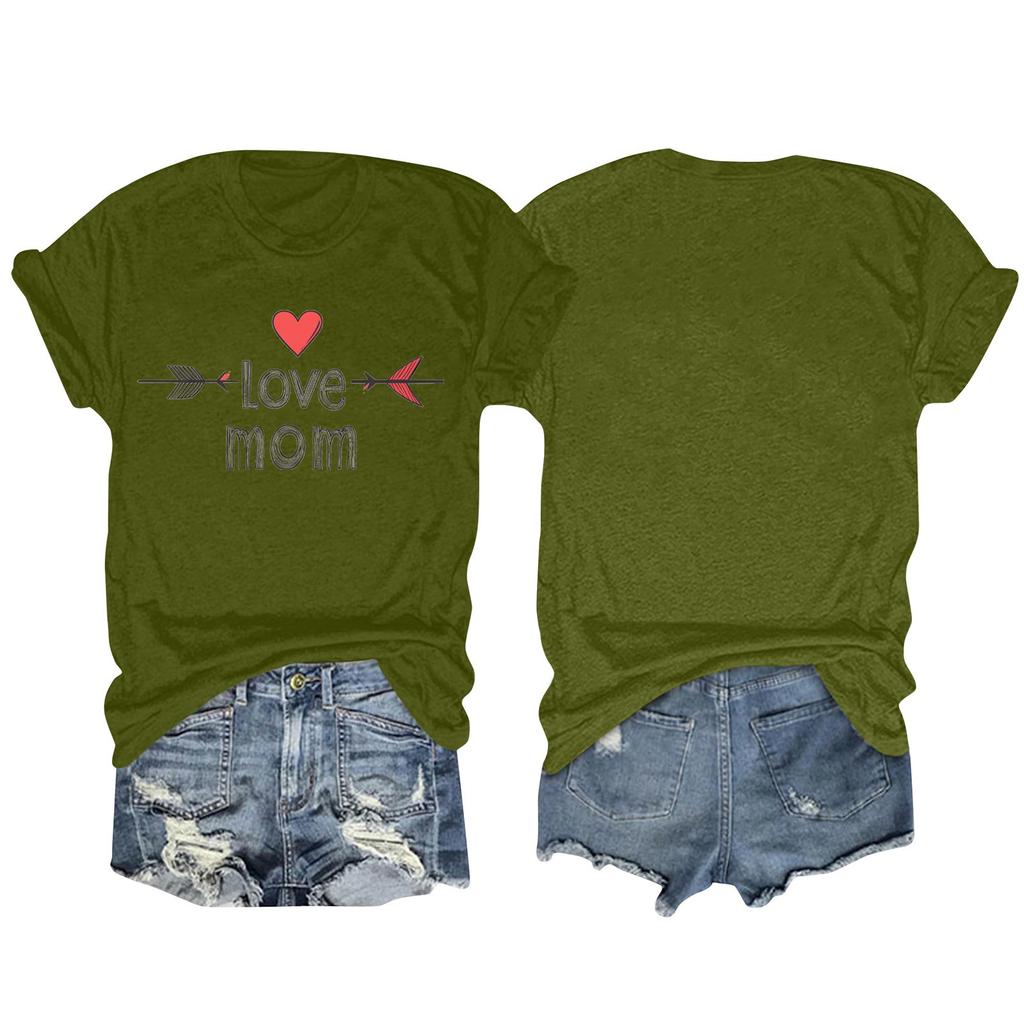 Γυναικείο T-shirt με στρογγυλή λαιμόκοψη και στάμπα, κοντομάνικο τοπ