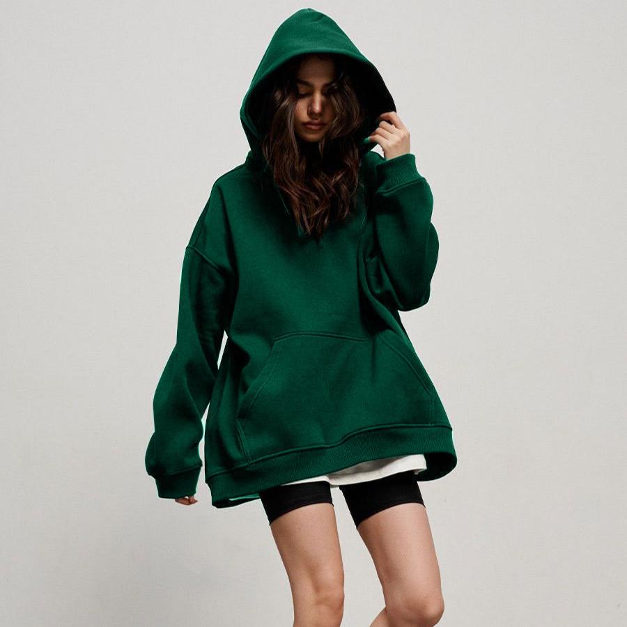 GMXIA Damska bluza z kapturem jesień i zima Street Shaker Loose Pocket Hooded Sweatshirt