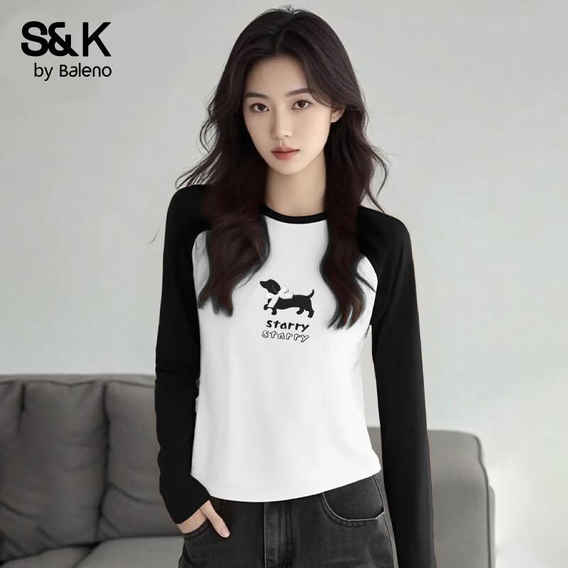 Baleno Women s Slim Fit Color Block Long Sleeve T-Shirt M