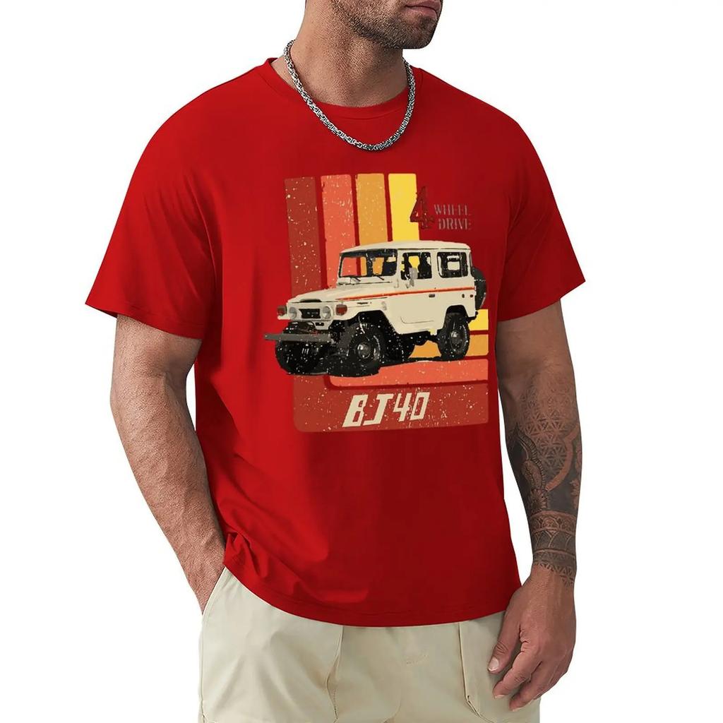 Camiseta de Hombre Retro Land Cruiser FJ40 Jdm Humorística 100% Algodón Camiseta Manga Corta Velocidad Máxima Coches Camisetas Tops