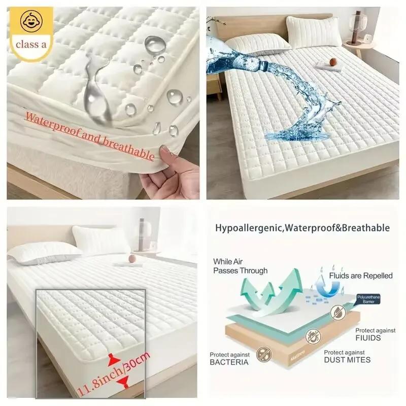 2025 Waterproof Thicken Mattress Cover Quilted Latex Mat Bed Covers Pad Skin-Friendly Fitted Sheet Protector Bedspread