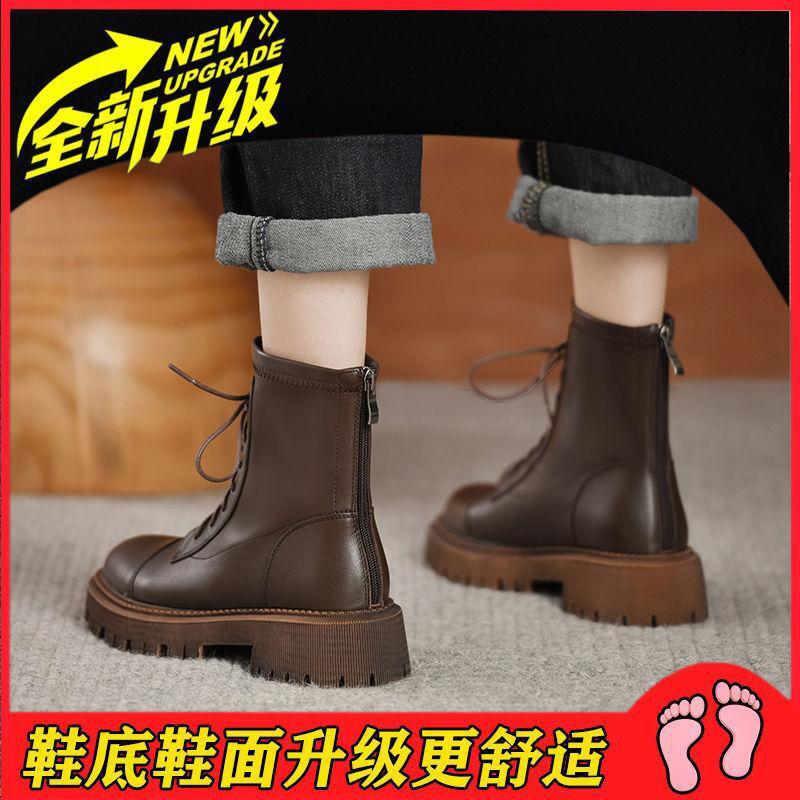 

Женские ботинки Мартина новые осенне-зимние на небольшой толстой подошве короткие ботинки с внутренней платформой 40