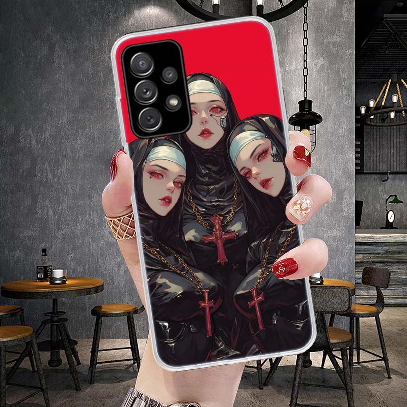 Dark Demon Nun Soft Phone Case For Samsung Galaxy A13 A14 A15 A16 A17 A53 A54 A55 A56 A57 A33 A34 A35 A36 A37 A23 A24 A25 A26 Ga